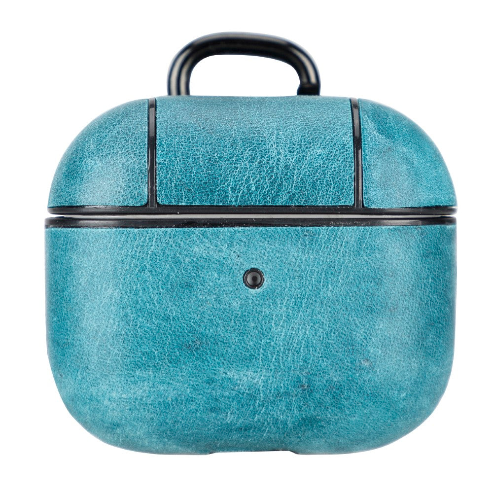 Apple AirPods 3.nesil Uyumlu Deri Kılıf Juni AA32 Mavi