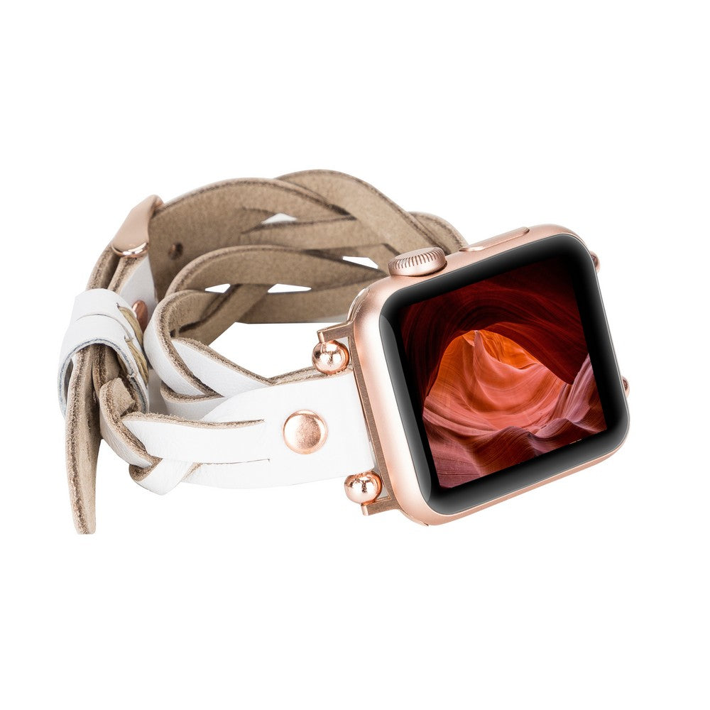 Apple Watch Uyumlu Deri Kordon DT RT F3 Beyaz