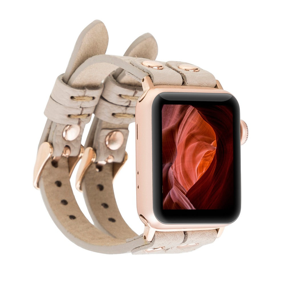 Apple Watch Uyumlu Deri Kordon Ely Double Tour ERC3 Bej
