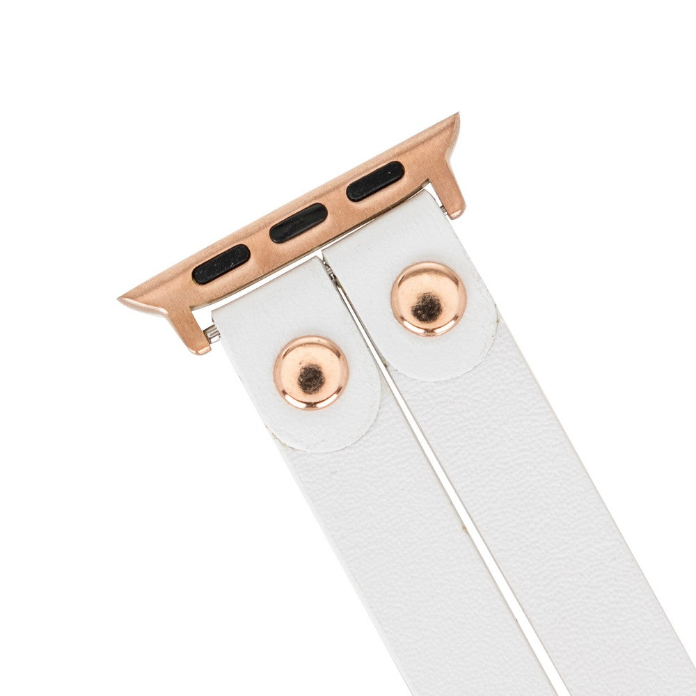 Apple Watch Uyumlu Deri Kordon Ely Double Tour F3 Beyaz