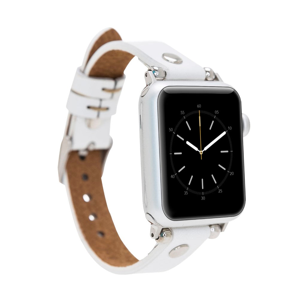 Apple Watch Uyumlu Deri Kordon ST F3 Beyaz