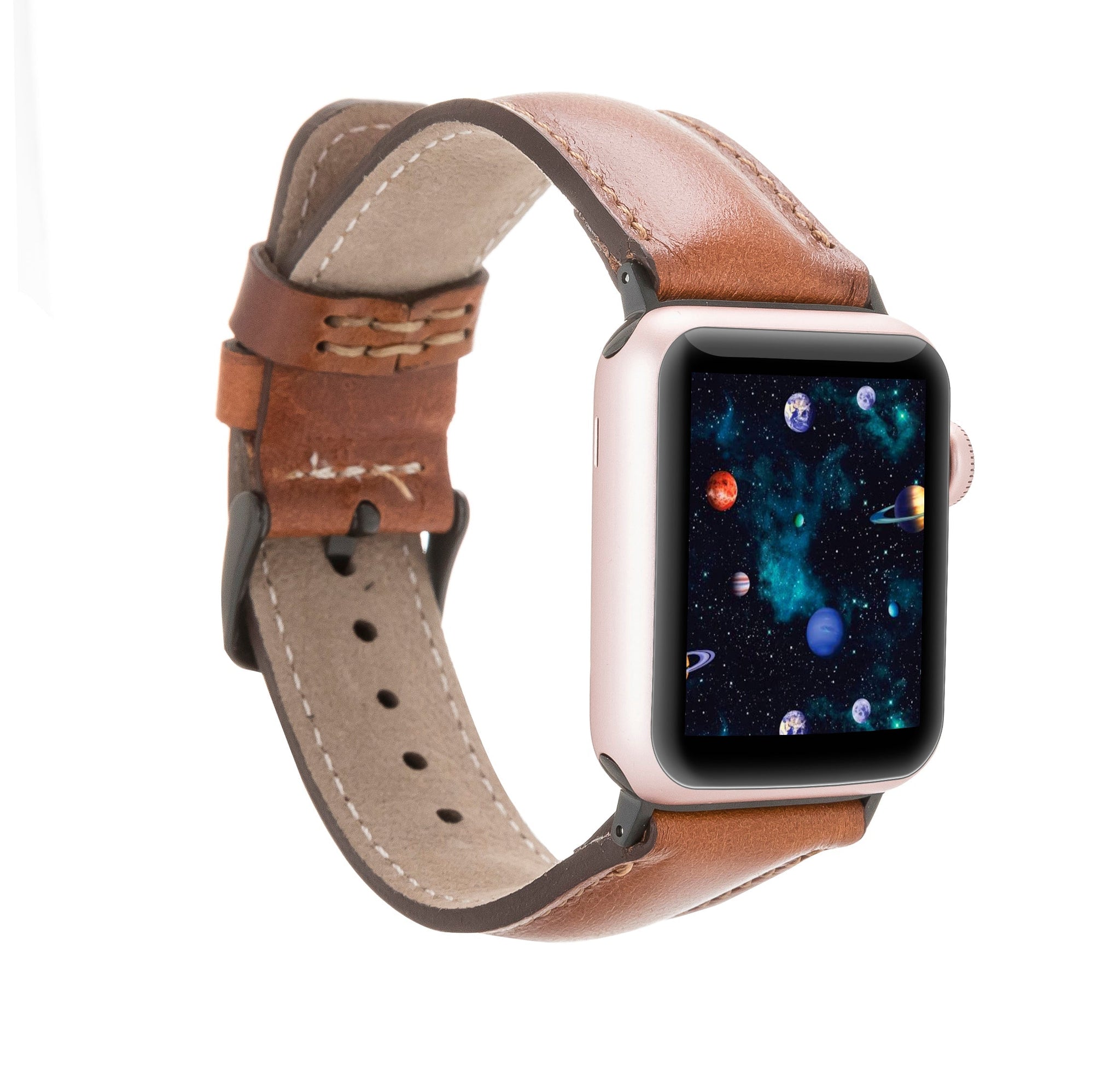 Apple Watch Uyumlu Deri Kordon RTST2EF Taba