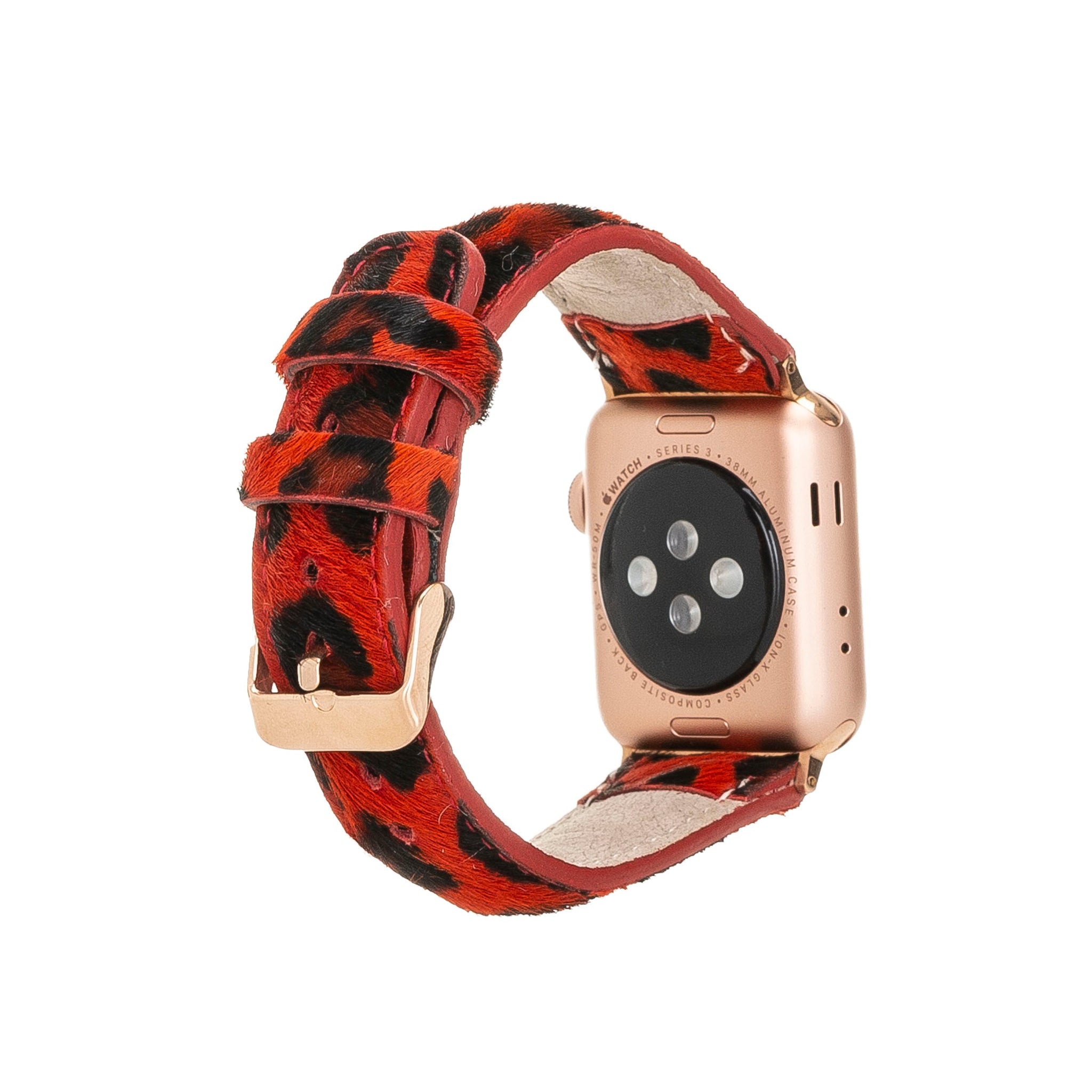 Apple Watch Uyumlu Deri Kordon, Leopar Desen