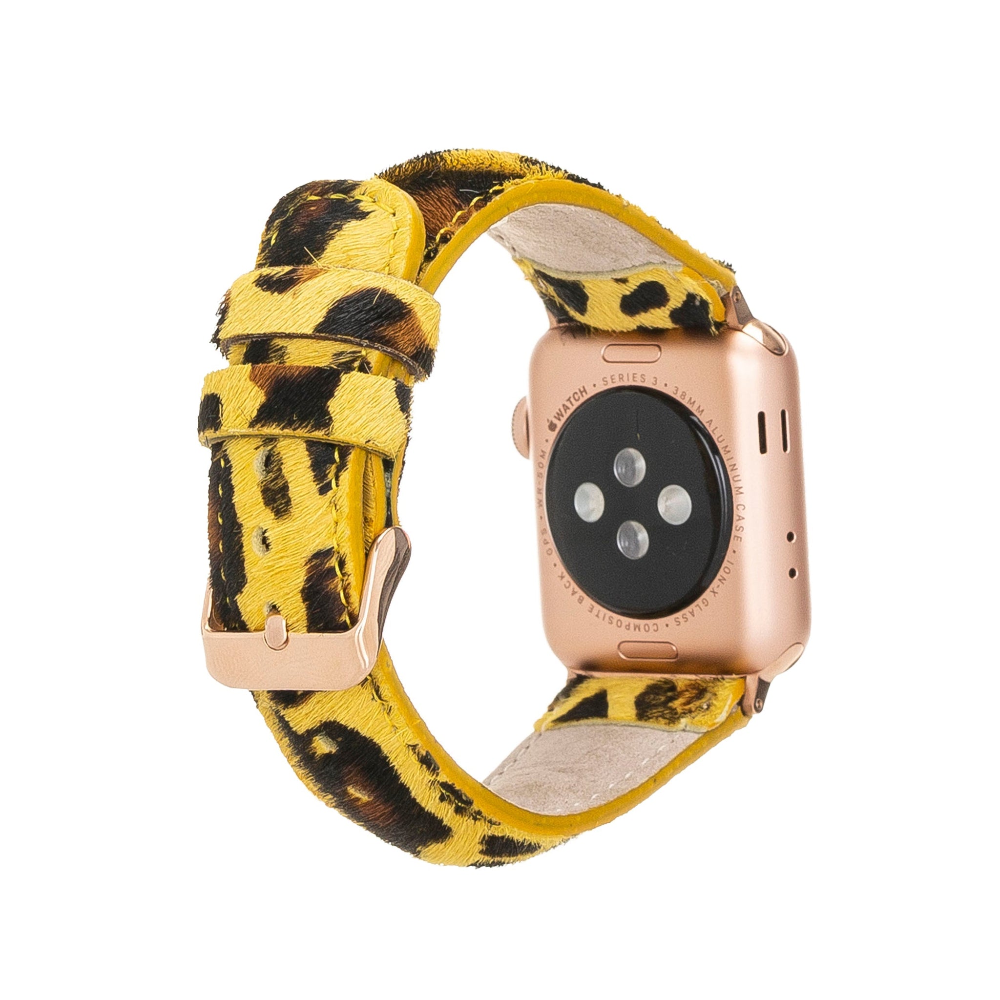 Apple Watch Uyumlu Deri Kordon, Leopar Desen