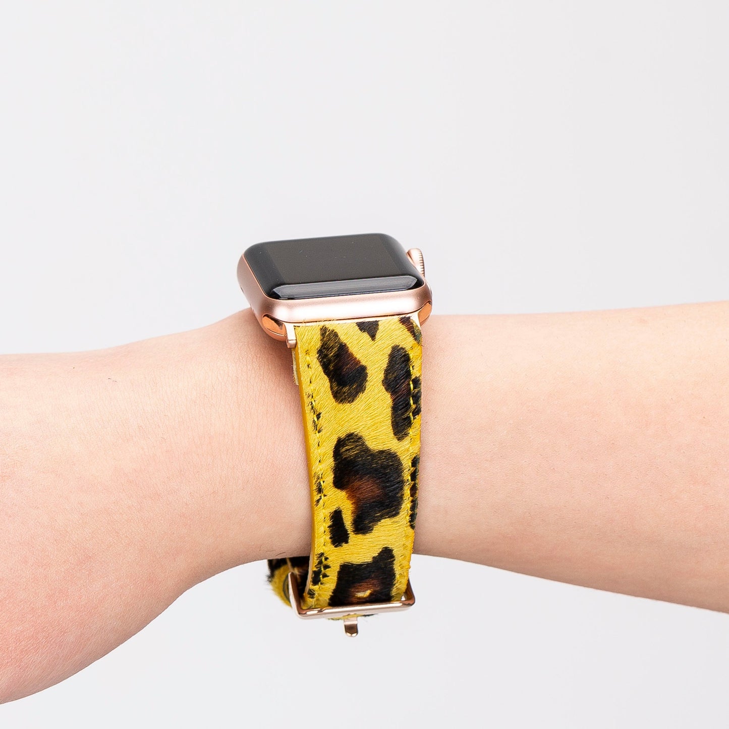 Apple Watch Uyumlu Deri Kordon, Leopar Desen