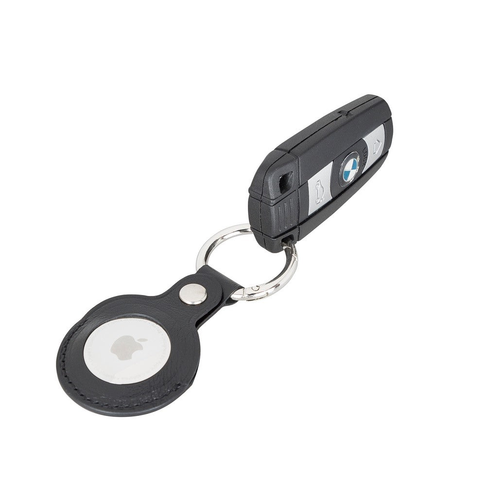 Apple AirTag Uyumlu Deri Anahtarlık Arta RST1 Siyah