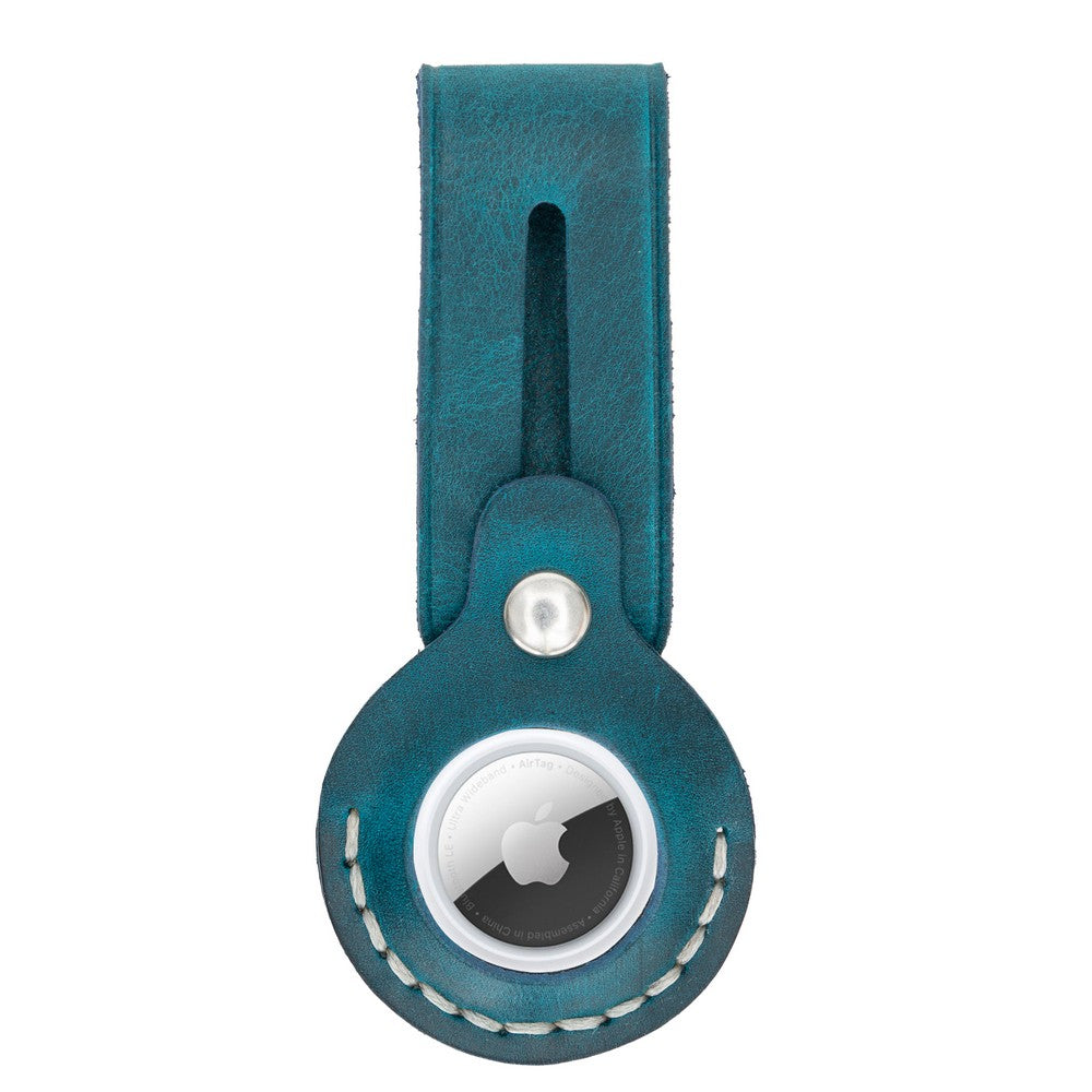 Apple AirTag Uyumlu Deri Anahtarlık Beta AA32 Mavi