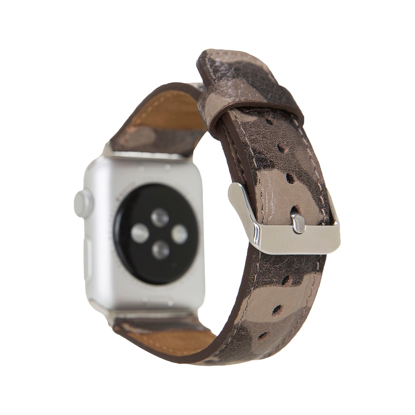 Apple Watch Uyumlu Deri Kordon Kamuflaj Bej