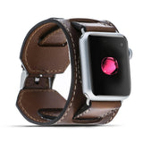 Apple Watch Uyumlu Deri Kordon Cuff Taba