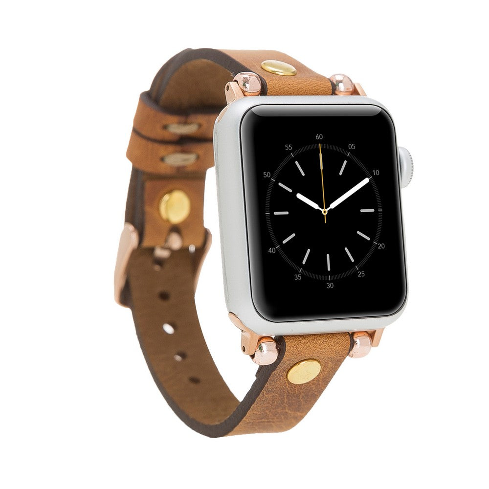 Apple Watch Uyumlu Deri Kordon GT G19 Taba