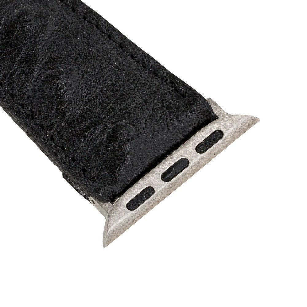 Apple Watch Uyumlu Deri Kordon DE5 Siyah