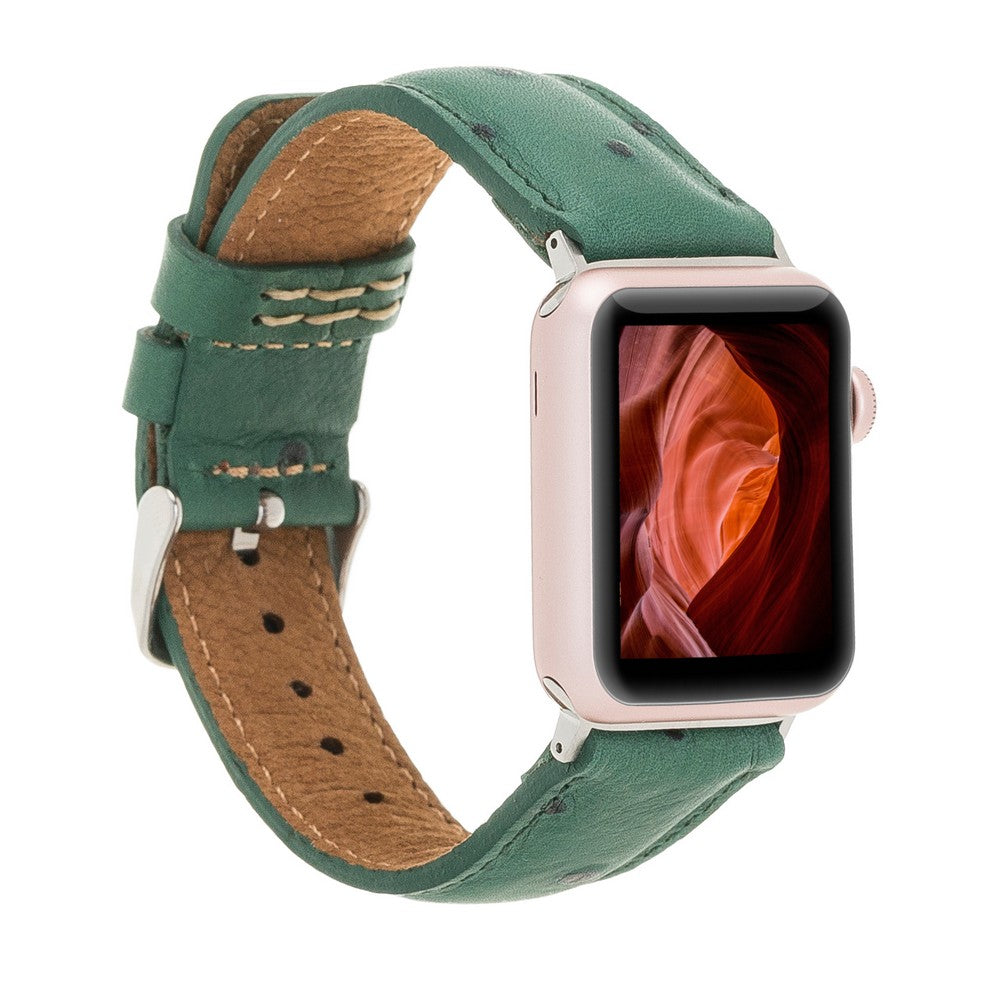 Apple Watch Uyumlu Deri Kordon DE6 Yeşil