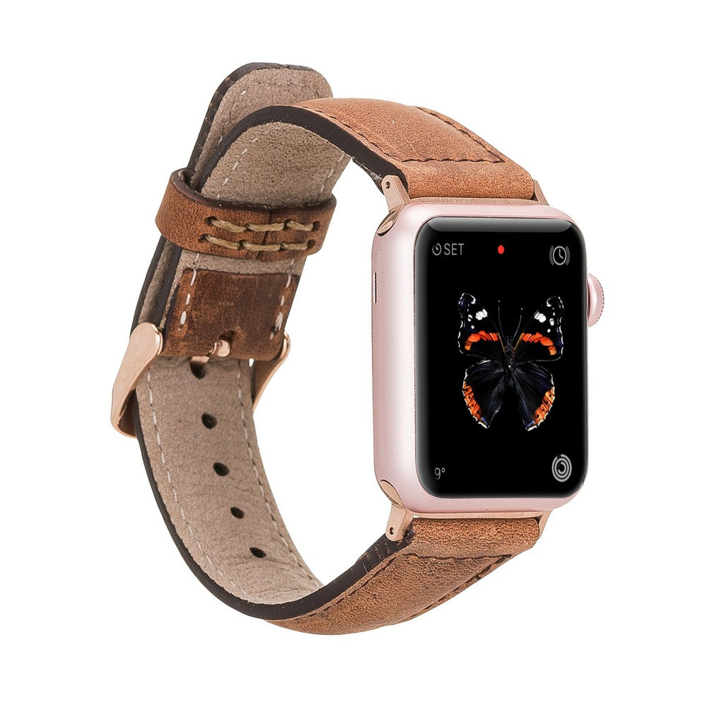Apple Watch Uyumlu Deri Kordon G19 Taba
