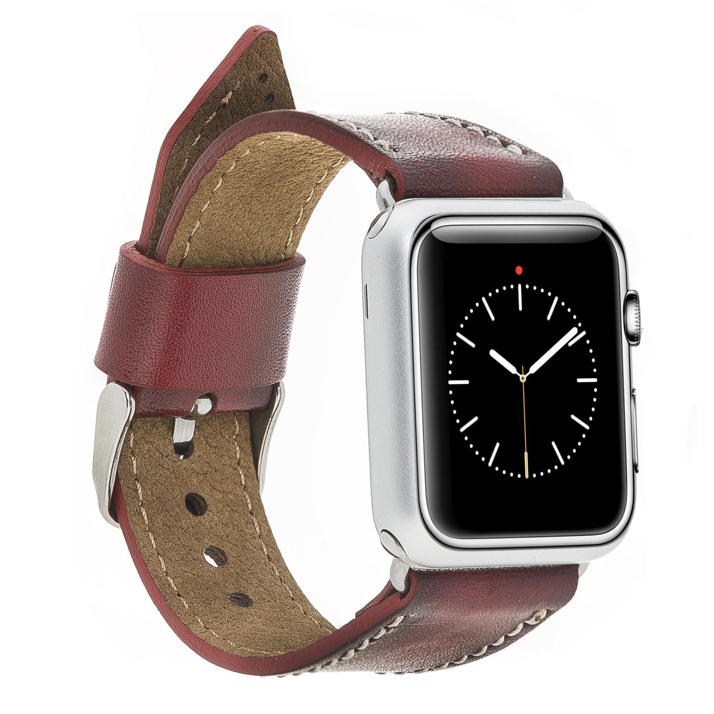 Apple Watch Uyumlu Deri Kordon SM25 Bordo