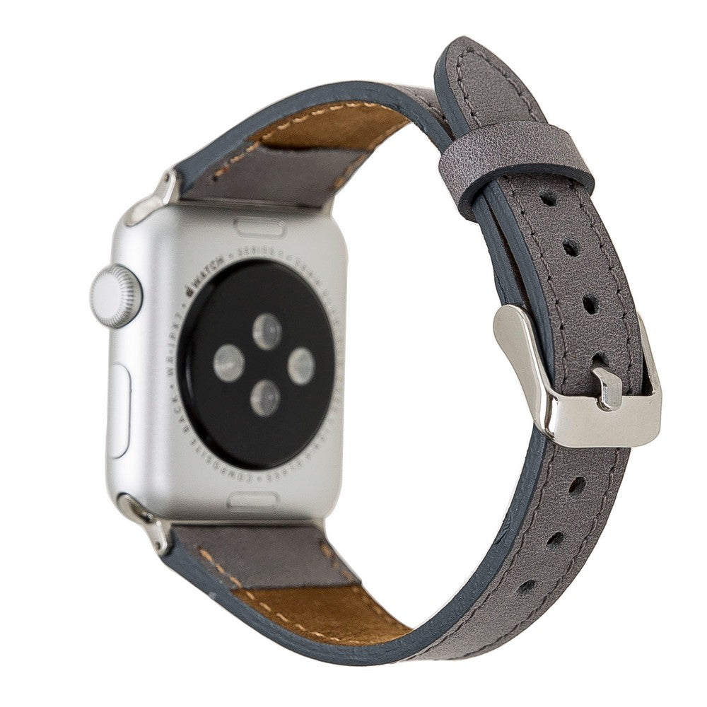 Apple Watch Uyumlu Deri Kordon Slim RST9 Gri