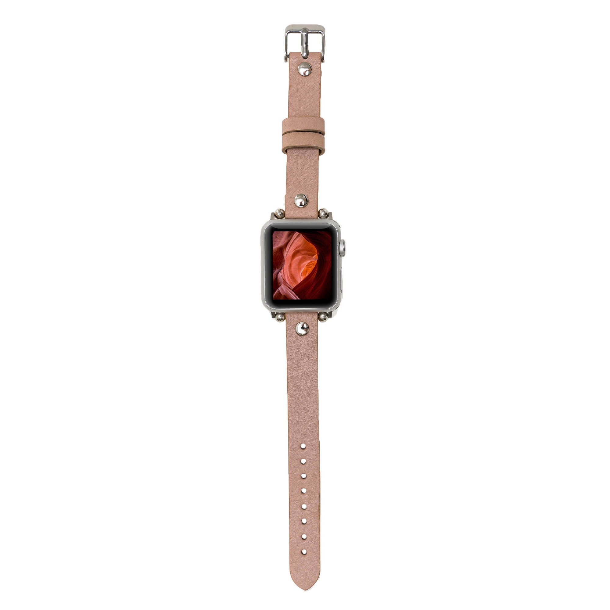 Apple Watch Uyumlu Deri Kordon ST NU1 Pembe
