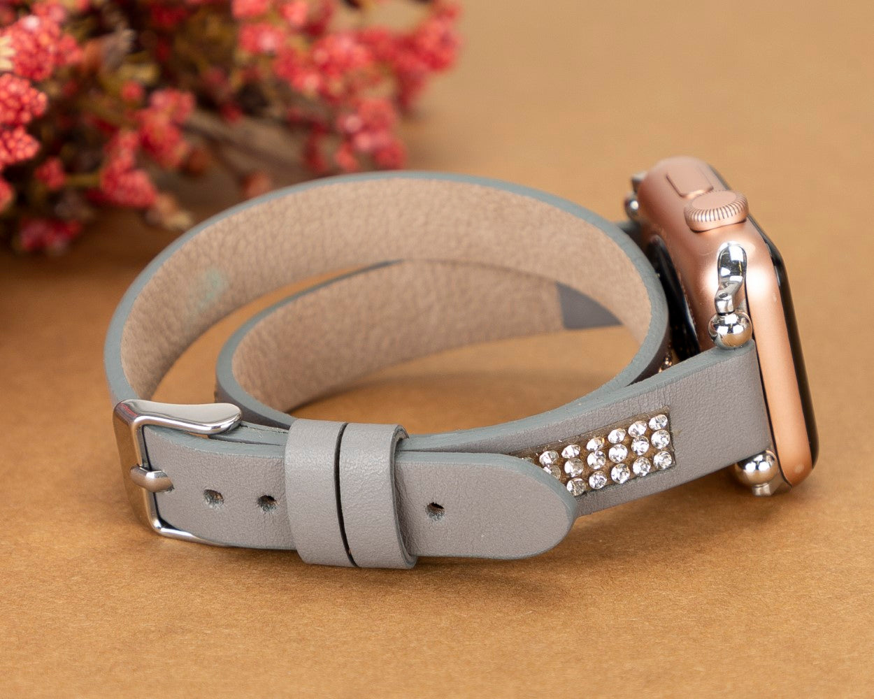 Apple Watch Uyumlu Deri Kordon DT Taşlı RST9