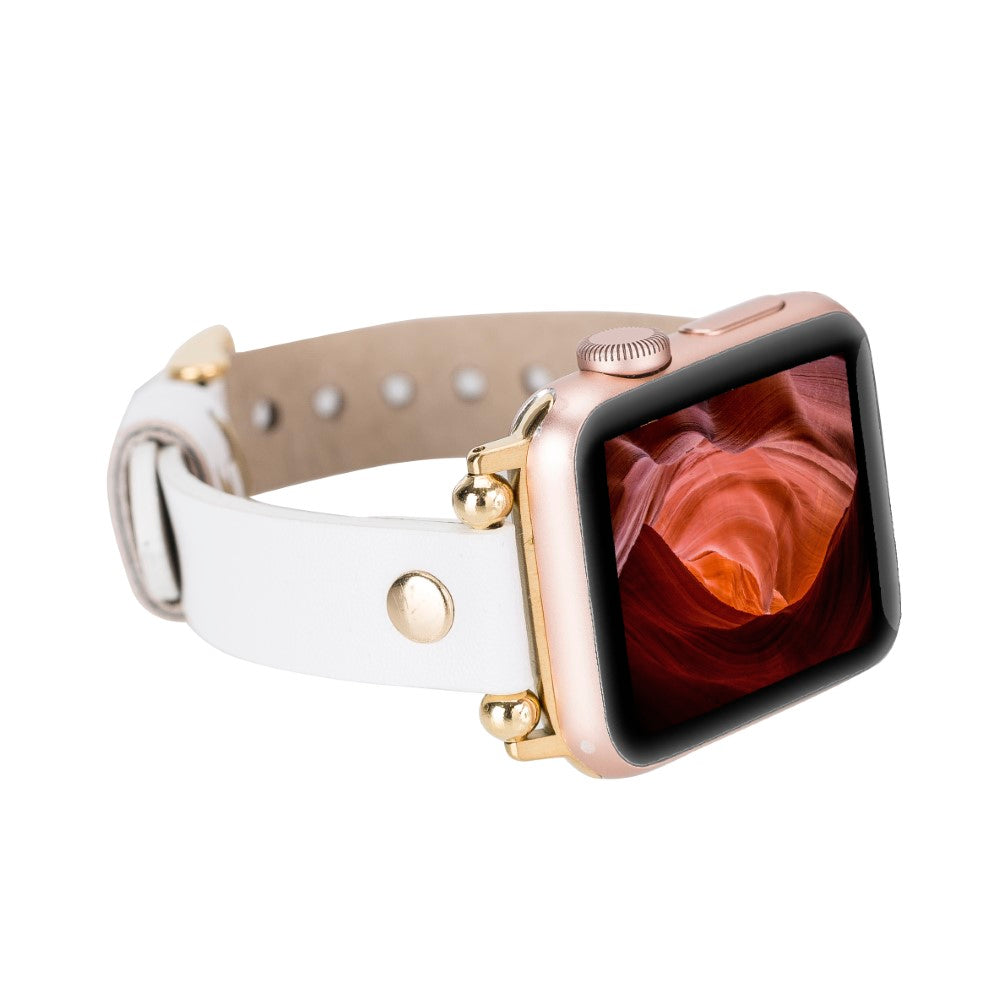 Apple Watch Uyumlu Deri Kordon FRG F3 Beyaz