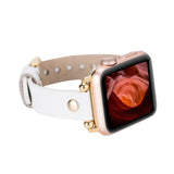 Apple Watch Uyumlu Deri Kordon FRG F3 Beyaz