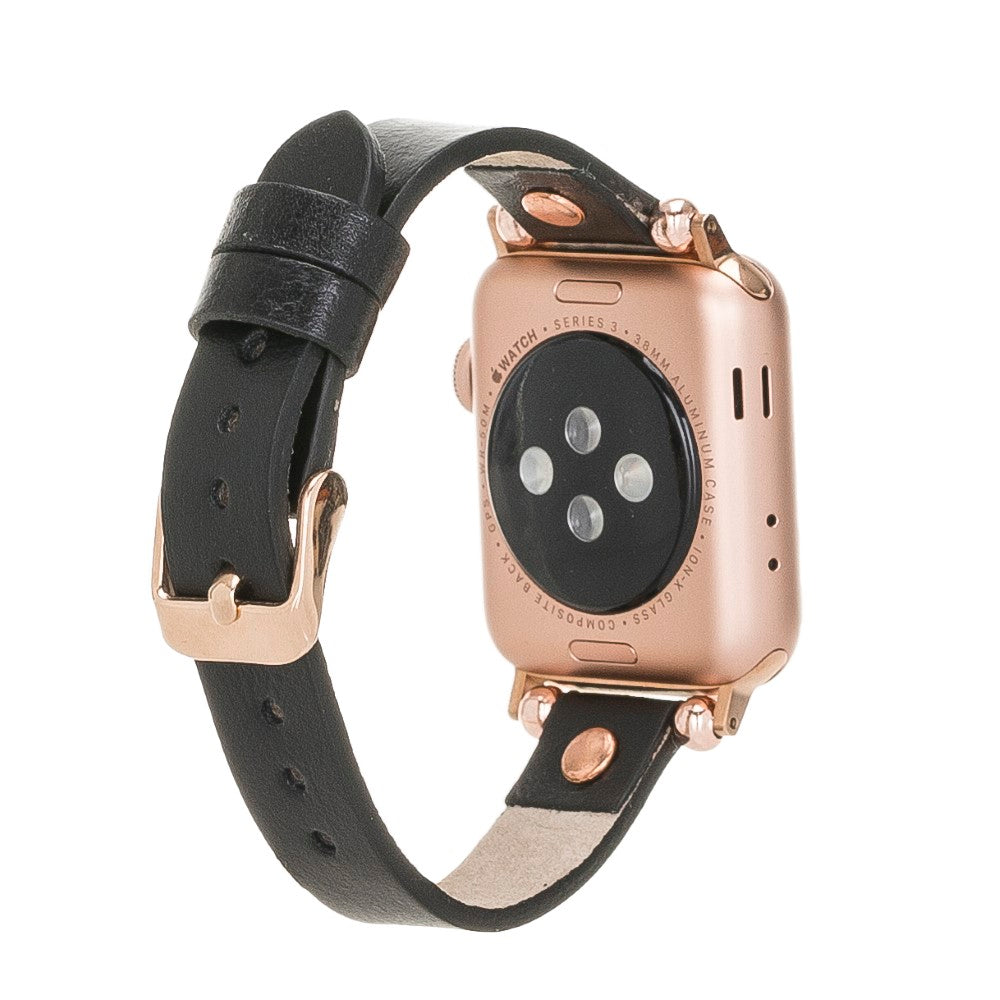 Apple Watch Uyumlu Deri Kordon RT RST1 Siyah