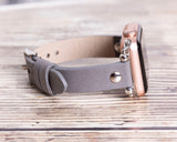 Apple Watch Uyumlu Deri Kordon ST RST9 Gri