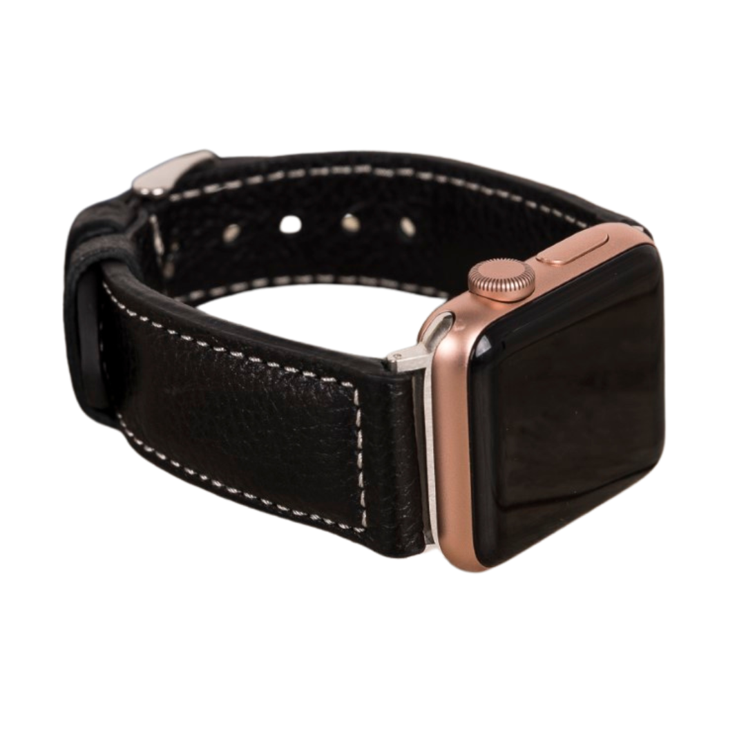 Apple Watch Uyumlu Deri Kordon, Spor Model, Siyah