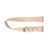 Apple Watch Uyumlu Deri Kordon, Çift Tur, Şeker Pembe