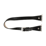 Apple Watch Uyumlu Deri Kordon, Çift Tur, Trok Detaylı, Siyah