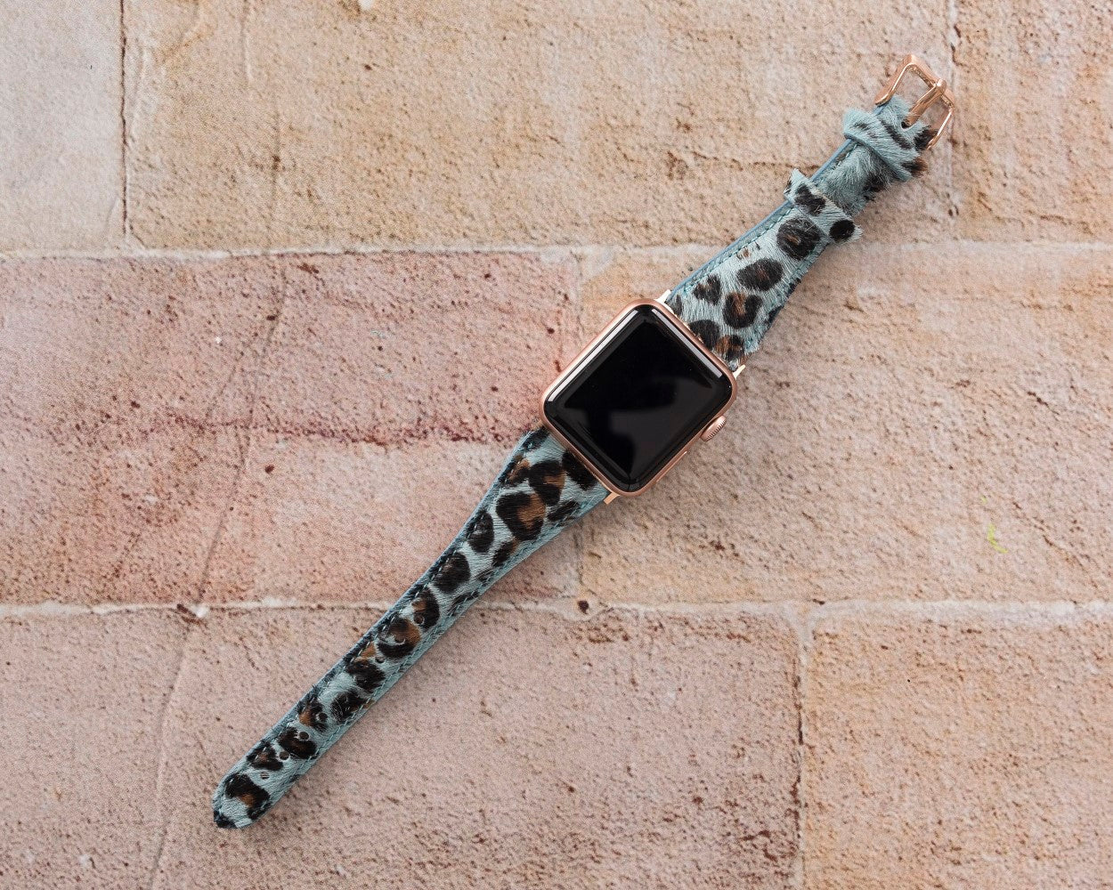 Apple Watch Uyumlu Slim Deri Kordon, Leopar Desen