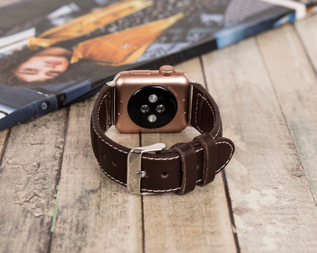 Apple Watch Uyumlu Deri Kordon, Spor Model, Acı Kahve