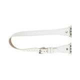 Apple Watch Uyumlu Deri Kordon, Çift Tur, Trok Detaylı, Beyaz