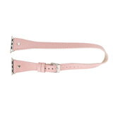 Apple Watch Uyumlu Deri Kordon, Çift Tur, Trok Detaylı, Şeker Pembe