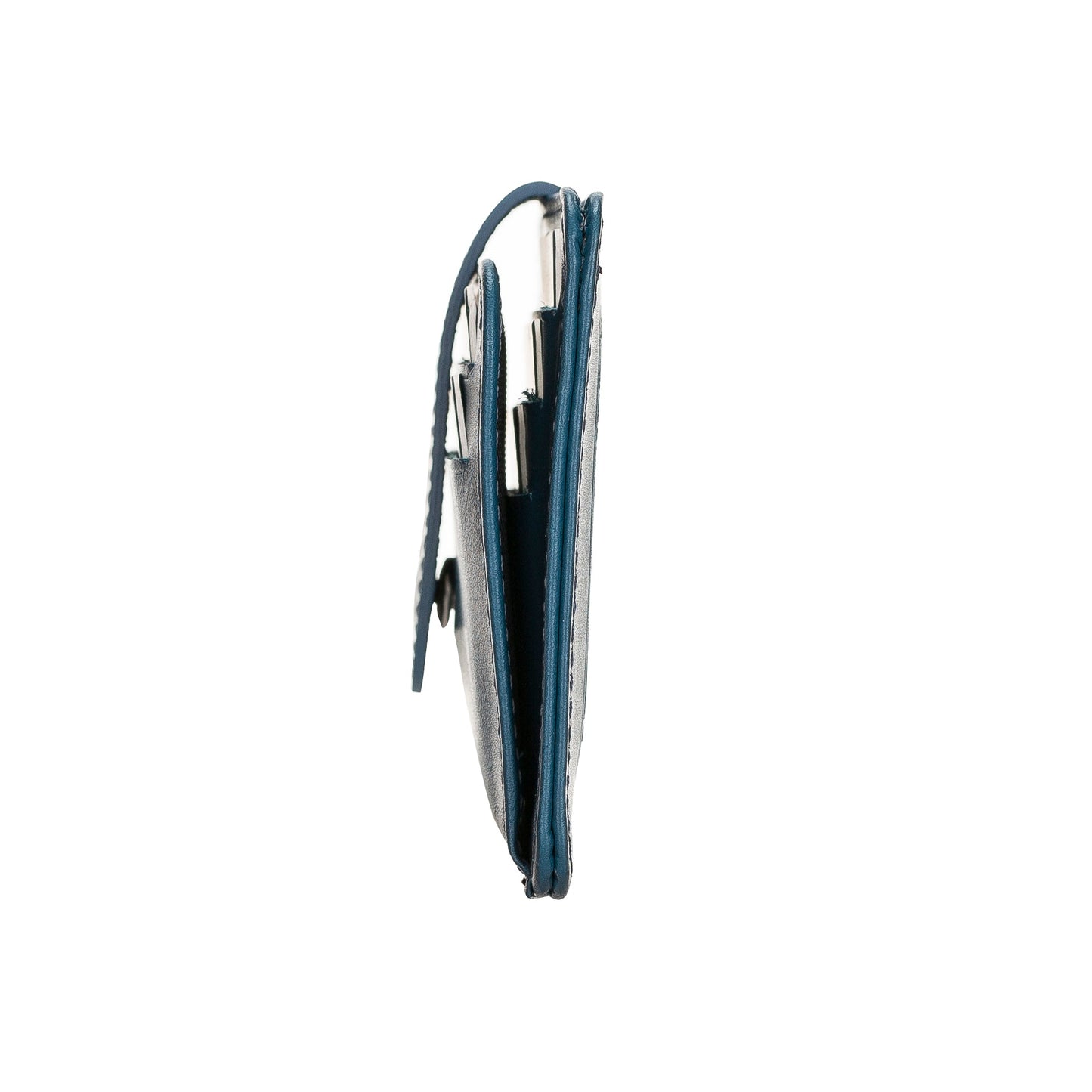 Deri Kartlık, 6 Adet Kart Bölmesi, 2 Adet Pencereli, Efektli Mavi