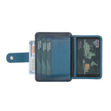 Deri Kartlık, 6 Adet Kart Bölmesi, 2 Adet Pencereli, Efektli Mavi