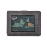 Deri Kartlık, 6 Adet Kart Bölmesi, 2 Adet Pencereli, Efektli Gri