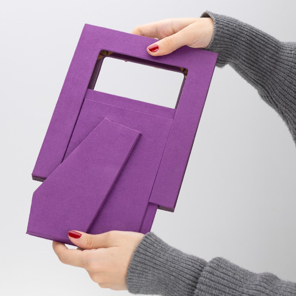 Gerçek Deri Masaüstü Fotoğraf Çerçevesi, 22x17cm (15x10 foto) Antik Mor