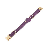 Gerçek Deriden El Yapımı Köpek Tasması, Apple AirTag Uyumlu Yuva, 50cm Ayarlanabilir Ölçü, Antik Mor