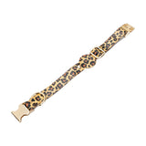 Gerçek Deriden El Yapımı Köpek Tasması, Apple AirTag Uyumlu Yuva, 50cm Ayarlanabilir Ölçü, Leopar Desen