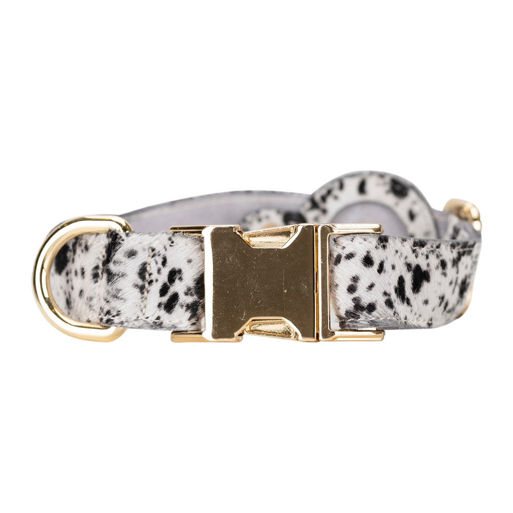 Gerçek Deriden El Yapımı Köpek Tasması, Apple AirTag Uyumlu Yuva, 50cm Ayarlanabilir Ölçü, Leopar Desen