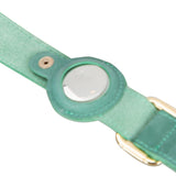 Gerçek Deriden El Yapımı Köpek Tasması, Apple AirTag Uyumlu Yuva, 50cm Ayarlanabilir Ölçü, Antik Yeşil