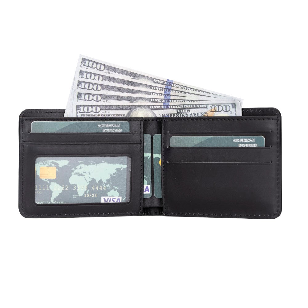 Pier Cüzdan, 8 Kart Bölmesi, Rustik Siyah