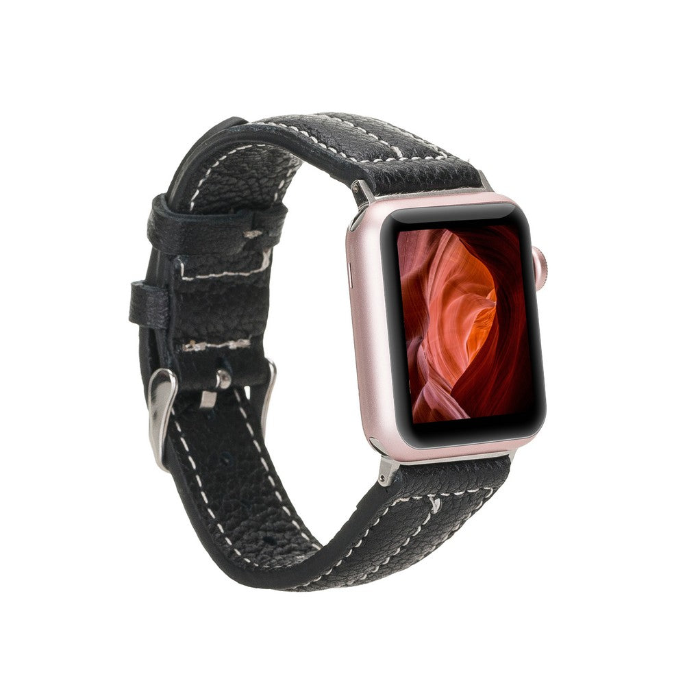 Apple Watch Uyumlu Deri Kordon, Spor Model, Siyah