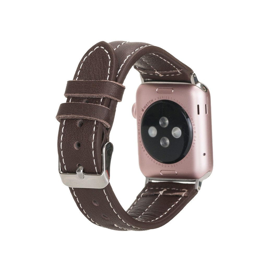 Apple Watch Uyumlu Deri Kordon, Spor Model, Acı Kahve