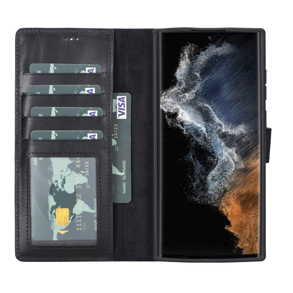 Samsung Galaxy S22 Ultra Uyumlu Deri Cüzdanlı Kılıf MWWN RST1