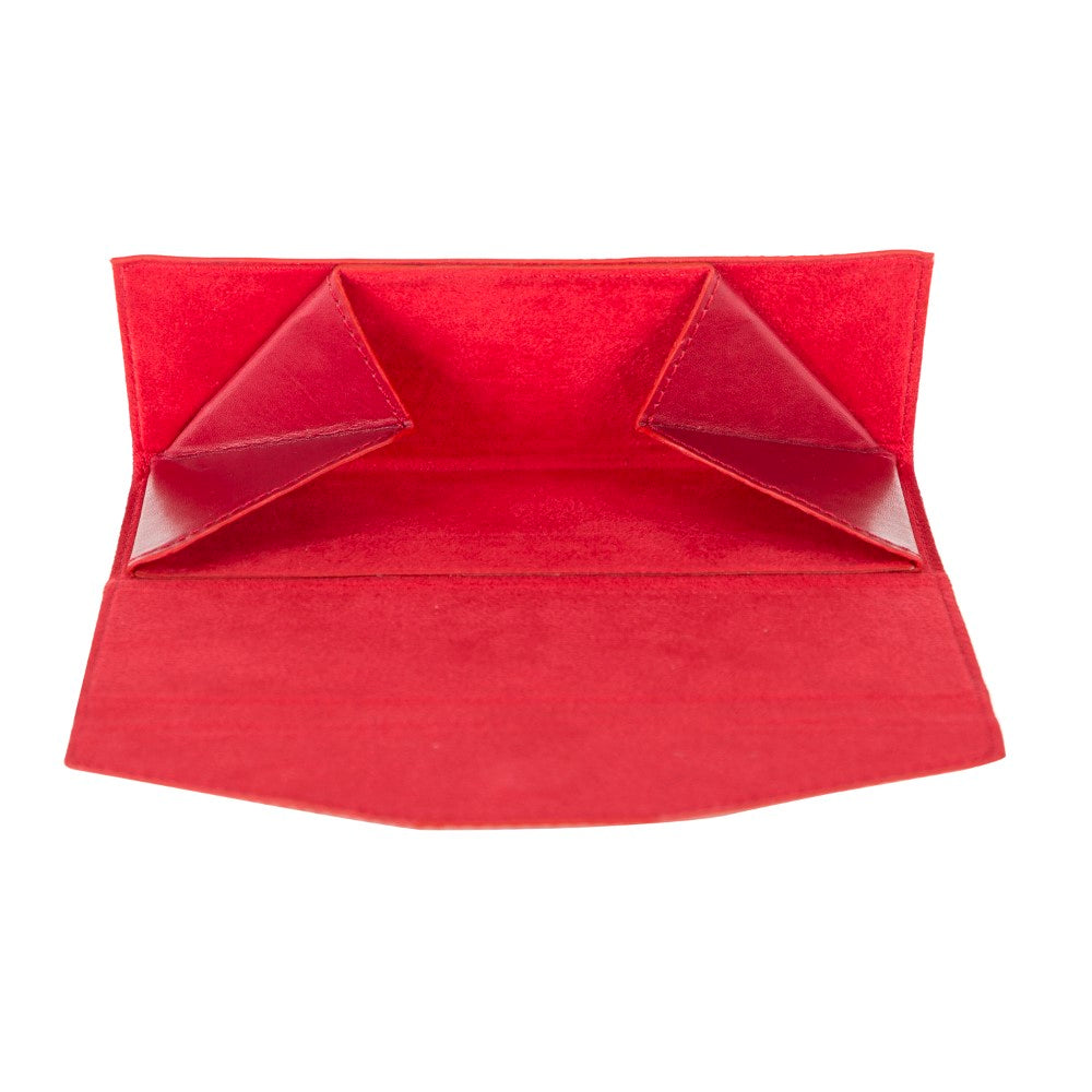 Hakiki Deri Gözlük Kılıfı V4 Kırmızı - Smart