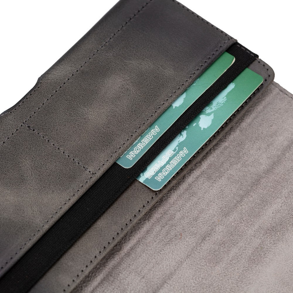 6.1 ve 6.9 inch Uyumlu Hakiki Deri Kartlıklı Kılıf - Titan