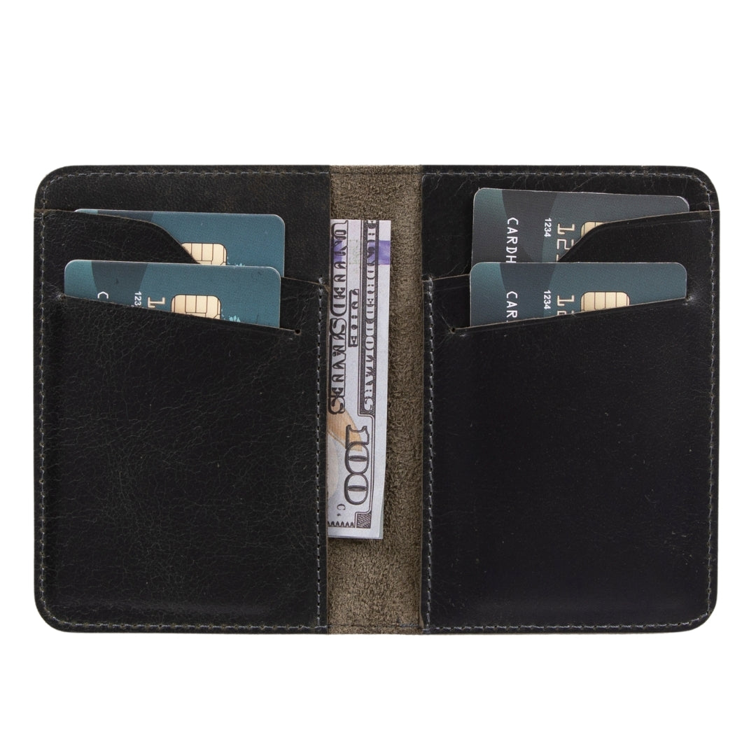 Enrico Slim Leather Card Holder, 6 card compartments, Matte Black