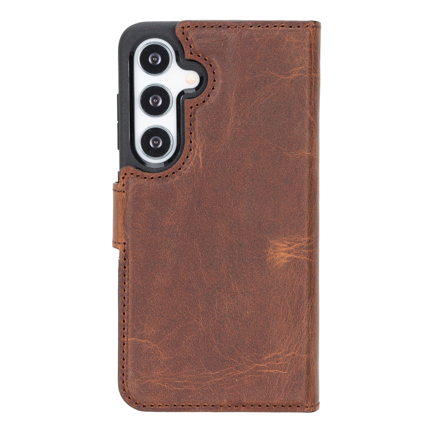 Samsung Galaxy S24 Compatible, Leather Wallet Case, Antique Brown 