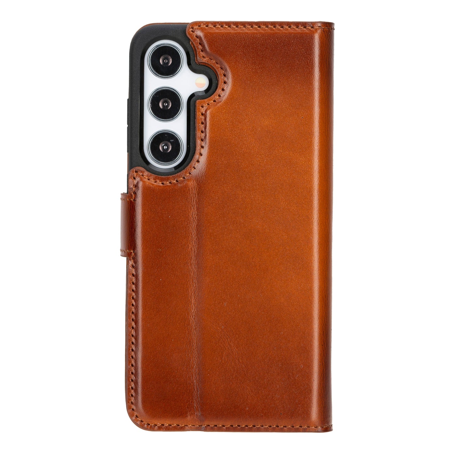 Samsung Galaxy S24 Plus Compatible, Leather Wallet Case, Effect Tan