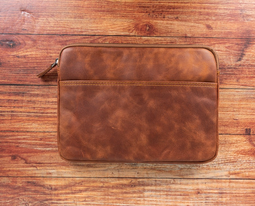 Awe 11 inch iPad and Tablet Compatible Leather Case Antique Brown